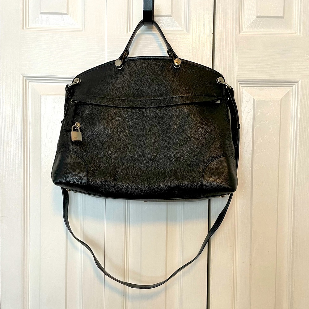 Furla black leather handbag
